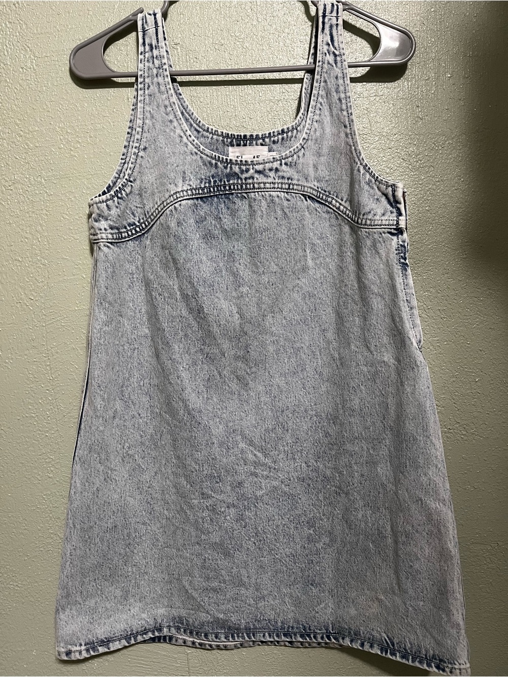 Frame Denim Light Wash Mini Denim Pinafore Dress